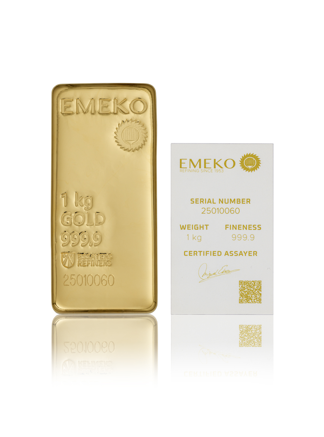 Emeko 1000gr gold bar with 999.9 purity and certificate