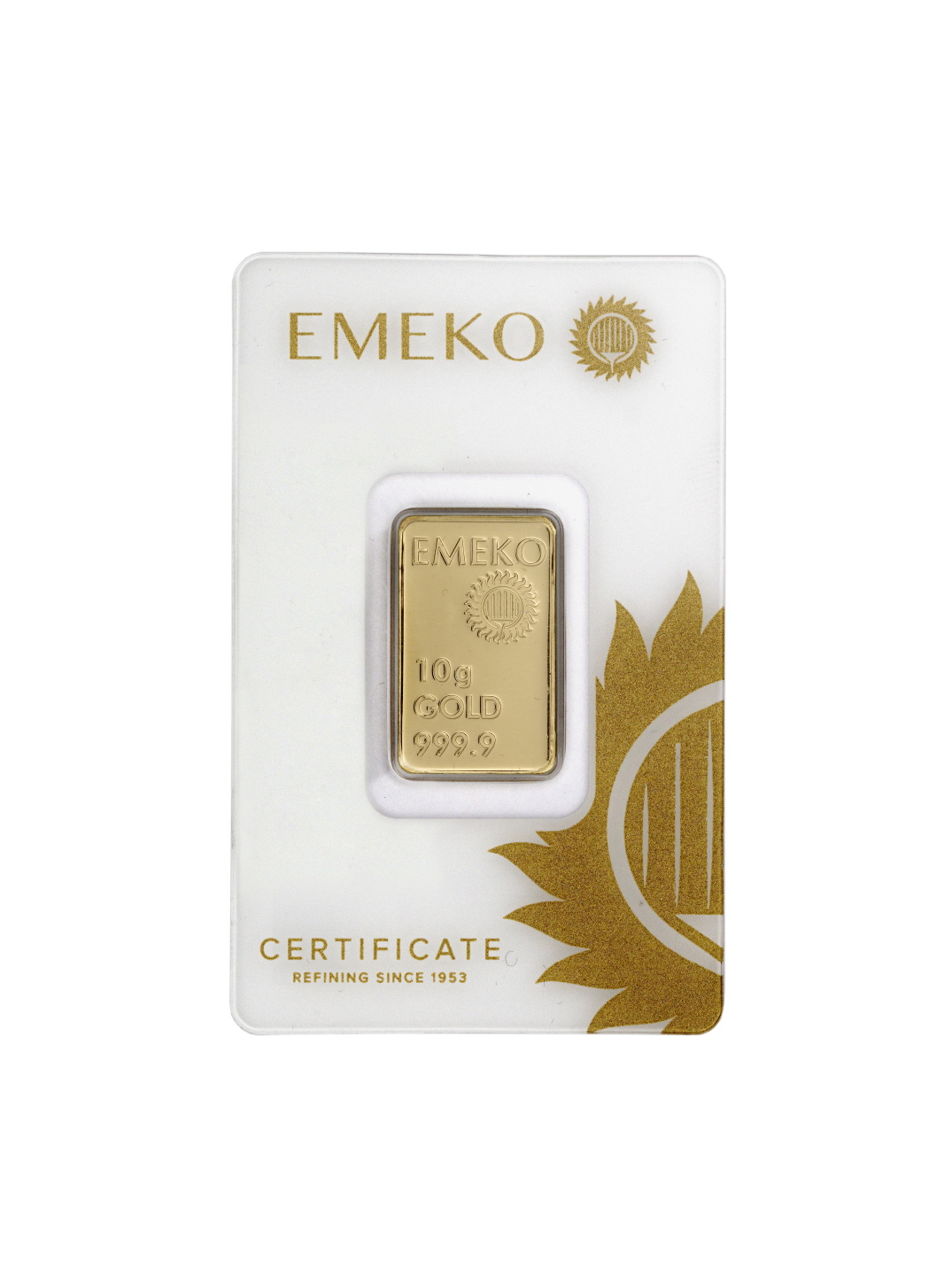 Emeko 10gr gold bar with 999.9 purity blister pack