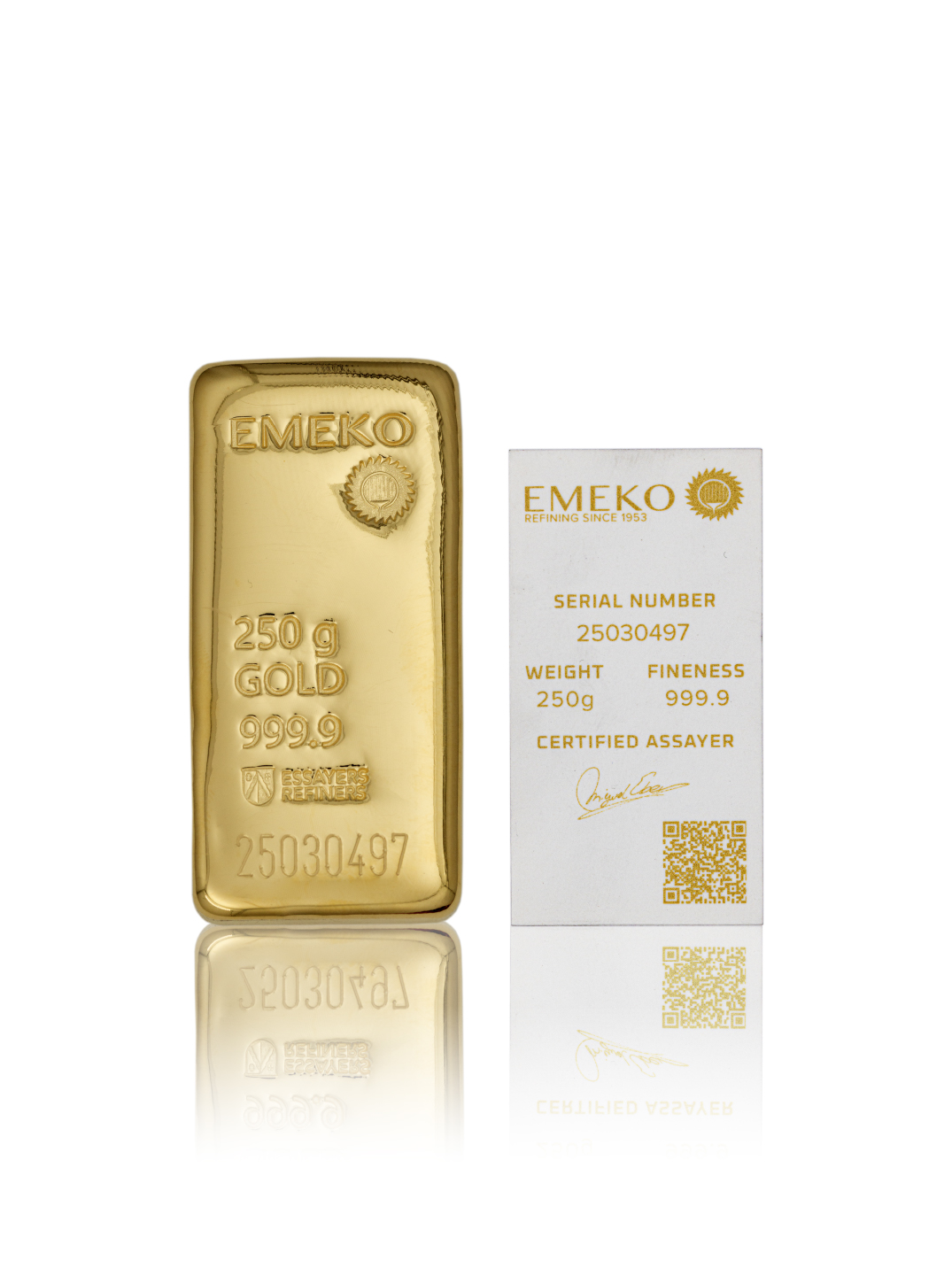 Emeko 250gr gold bar with 999.9 purity + certificate