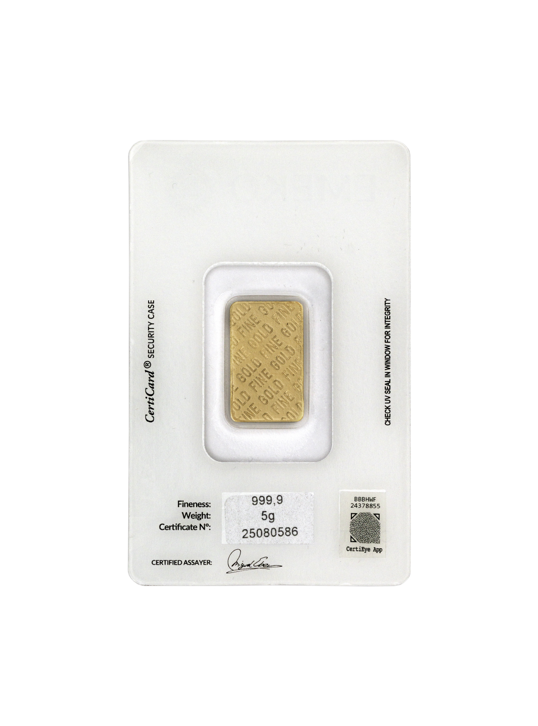 Emeko 5gr gold bar with 999.9 purity blister pack